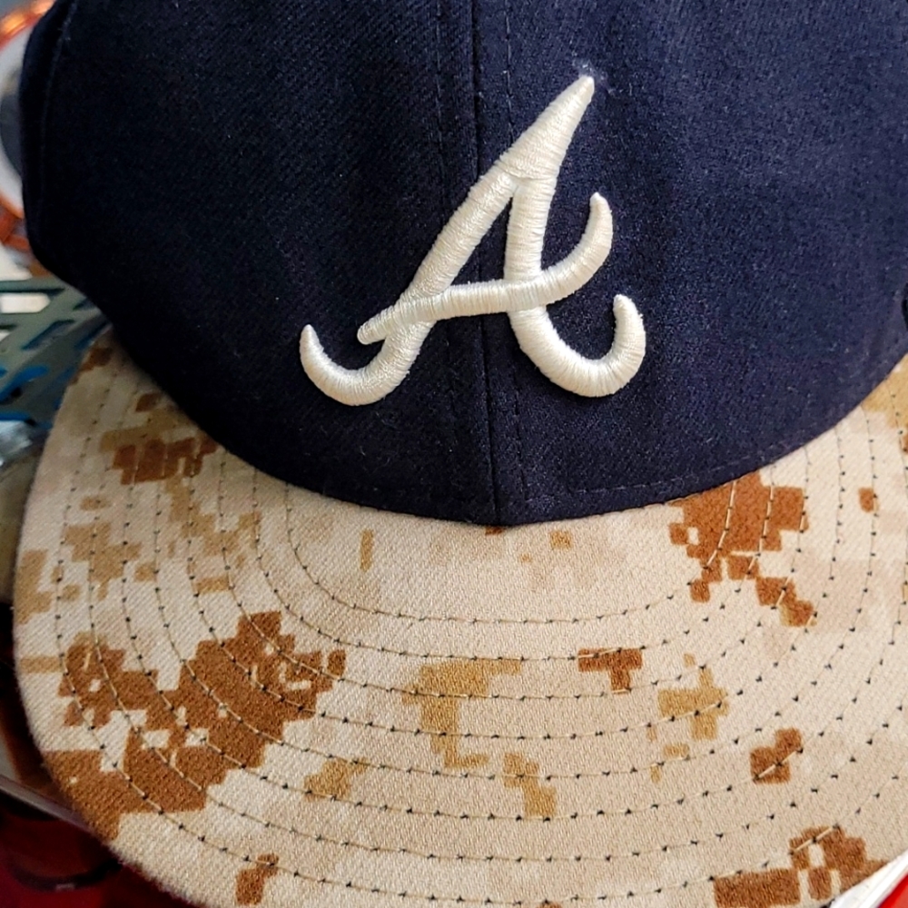 Atlanta Braves New Era 59Fifty Official Baseball Hat Cap Fitted 7 Navy Camo